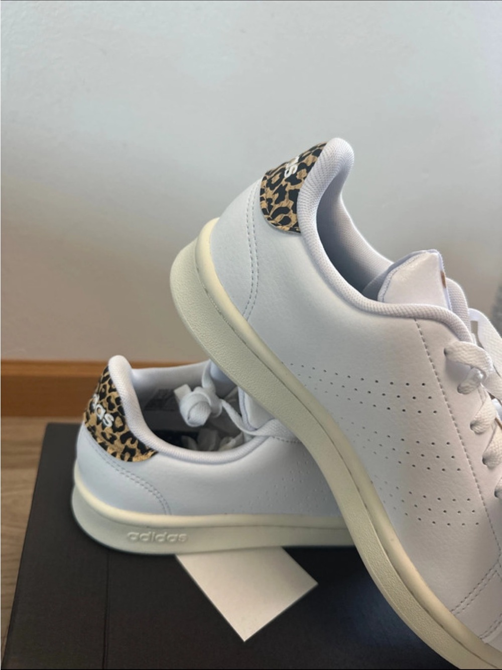 adidas White Sneakers with Leopard Heel Detail - Picture 3 of 9